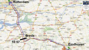 Ruta por carretera entre Eindhoven y Rotterdam
