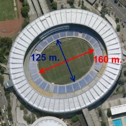 Area of the surface of Maracana stadium